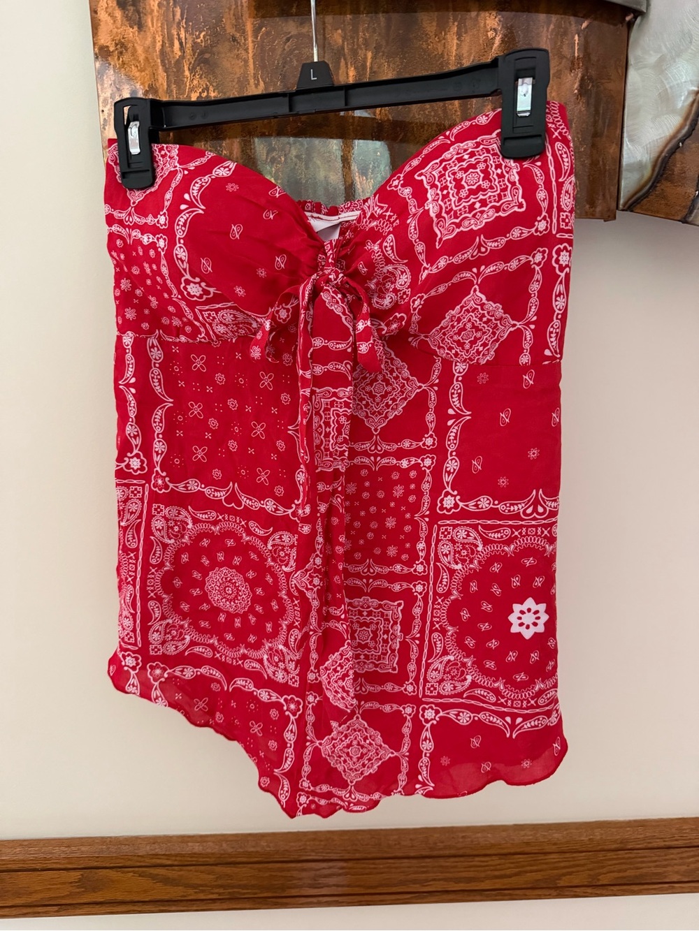 Red Bandana Print Strapless top or halter